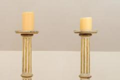 Pair of Tall French Napol on III 1860s Candlesticks with Carved Gilt Motifs - 3461446