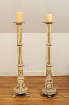 Pair of Tall French Napol on III 1860s Candlesticks with Carved Gilt Motifs - 3461461