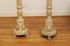 Pair of Tall French Napol on III 1860s Candlesticks with Carved Gilt Motifs - 3461580