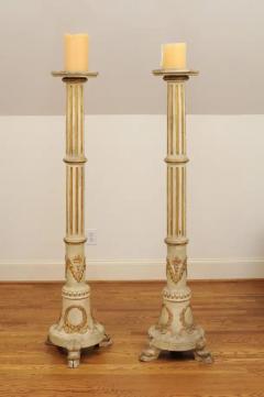 Pair of Tall French Napol on III 1860s Candlesticks with Carved Gilt Motifs - 3461627