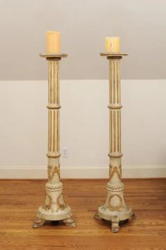 Pair of Tall French Napol on III 1860s Candlesticks with Carved Gilt Motifs - 3461739