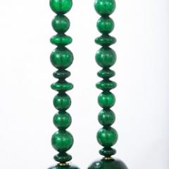 Pair of Tall Green Pulegoso Murano Glass Table Lamps - 2851474