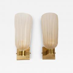 Pair of Tall Murano Blown Gold Round Wall Lights Contemporary 2 Sets Available - 4334767
