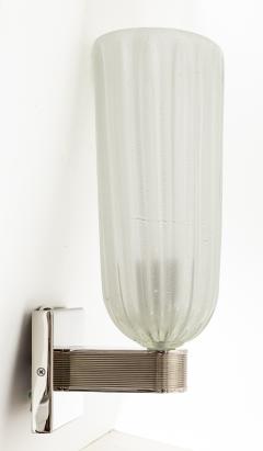 Pair of Tall Murano Blown Silver Opaque Nickel Wall Lights Contemporary - 4334050