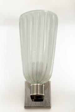 Pair of Tall Murano Blown Silver Opaque Nickel Wall Lights Contemporary - 4334051