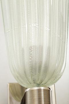 Pair of Tall Murano Blown Silver Opaque Nickel Wall Lights Contemporary - 4334054