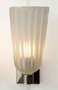 Pair of Tall Murano Blown Silver Opaque Nickel Wall Lights Contemporary - 4334055