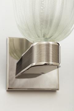 Pair of Tall Murano Blown Silver Opaque Nickel Wall Lights Contemporary - 4334056