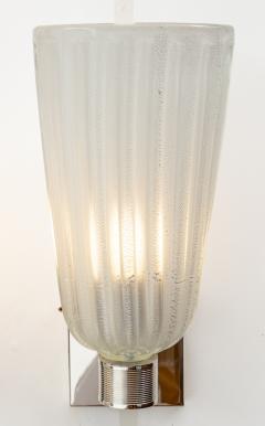 Pair of Tall Murano Blown Silver Opaque Nickel Wall Lights Contemporary - 4334072