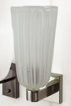 Pair of Tall Murano Blown Silver Opaque Nickel Wall Lights Contemporary - 4334073
