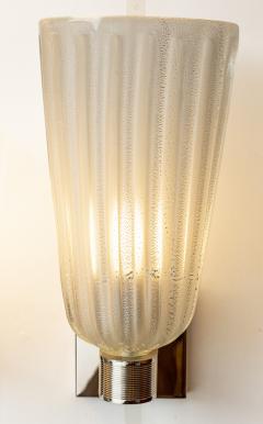 Pair of Tall Murano Blown Silver Opaque Nickel Wall Lights Contemporary - 4334076