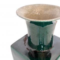 Pair of Tall Square Emerald Green Vases - 4444318