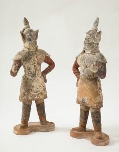 Pair of Tang Dynasty Painted Earthenware Guardians or Soldiers - 1771051