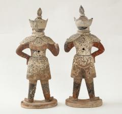 Pair of Tang Dynasty Painted Earthenware Guardians or Soldiers - 1771059