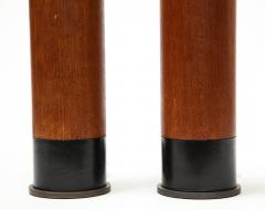 Pair of Teak and Leather Table Lamps - 1326864