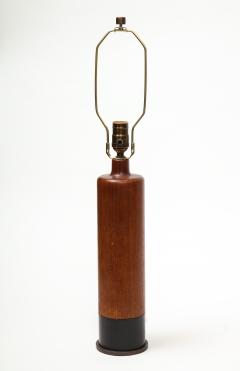 Pair of Teak and Leather Table Lamps - 1326871