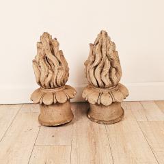 Pair of Terracotta Flame Finials France 19th century - 4231767