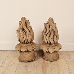 Pair of Terracotta Flame Finials France 19th century - 4231768