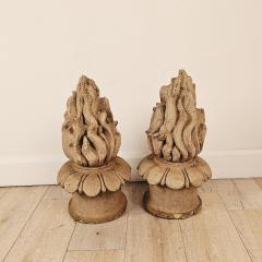 Pair of Terracotta Flame Finials France 19th century - 4231769