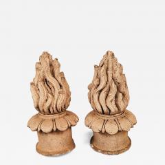 Pair of Terracotta Flame Finials France 19th century - 4235889