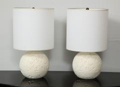 Pair of Textured Custom Circular Plaster Lamps - 1094705