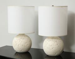 Pair of Textured Custom Circular Plaster Lamps - 1094706