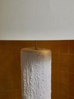 Pair of Textured Plaster Cylindrical Floor Lamps - 4715929