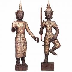 Pair of Thai Gilt and Jeweled Figures - 4321475