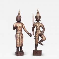 Pair of Thai Gilt and Jeweled Figures - 4325797