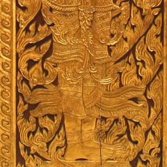 Pair of Thai Painted and Carved Door Panels - 4635156