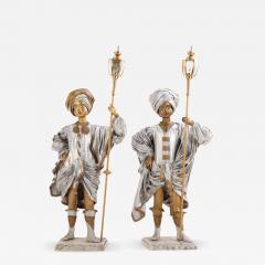 Pair of Theatrical Papier M ch Figural Lamp Bearers Continental late 20th C  - 4576289