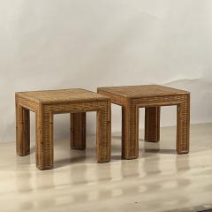 Pair of Thick Custom Made Rattan and Wicker End Tables - 3682875