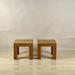 Pair of Thick Custom Made Rattan and Wicker End Tables - 3682876