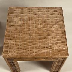 Pair of Thick Custom Made Rattan and Wicker End Tables - 3682877