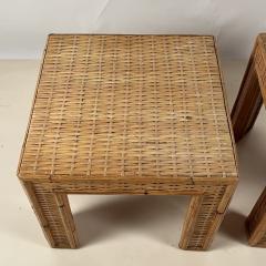 Pair of Thick Custom Made Rattan and Wicker End Tables - 3682878