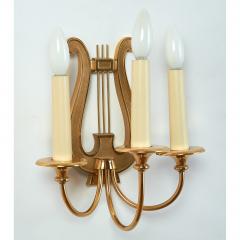 Pair of Three Branch Lyre Sconces France 1950s - 682154