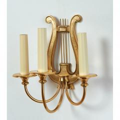 Pair of Three Branch Lyre Sconces France 1950s - 682168