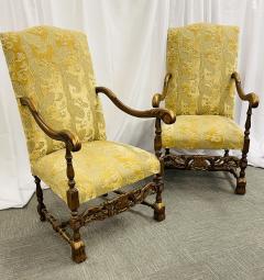 Pair of Throne Chairs Fauteuils in Louis XIV Fashion Fine Upholstery - 2917583