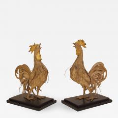 Pair of Tole Roosters with Gilt Detail - 1813712