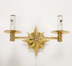 Pair of Tony Duquette Inspired Brass Star Double Arm Sconces  - 3720914