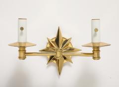 Pair of Tony Duquette Inspired Brass Star Double Arm Sconces  - 3720918