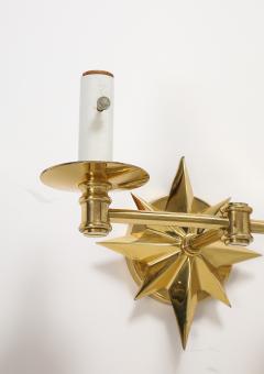 Pair of Tony Duquette Inspired Brass Star Double Arm Sconces  - 3720919