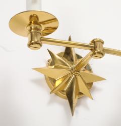 Pair of Tony Duquette Inspired Brass Star Double Arm Sconces  - 3720920