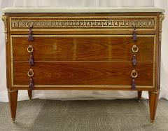 Pair of Tortoise Louis XVI Style Commodes Chests or Nightstands Greek Key - 2918250