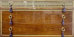 Pair of Tortoise Louis XVI Style Commodes Chests or Nightstands Greek Key - 2918256