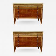 Pair of Tortoise Louis XVI Style Commodes Chests or Nightstands Greek Key - 2922217
