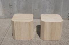 Pair of Travertine Cube Side Tables - 106987