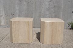 Pair of Travertine Cube Side Tables - 106990