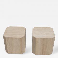 Pair of Travertine Cube Side Tables - 184399