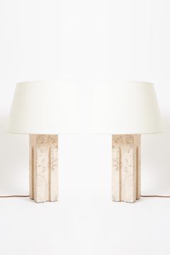 Pair of Travertine Table Lamps - 3530383